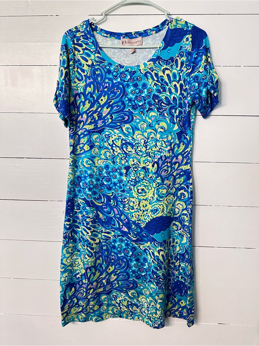 Philosophy Blue & Turquoise Printed Mini Dress